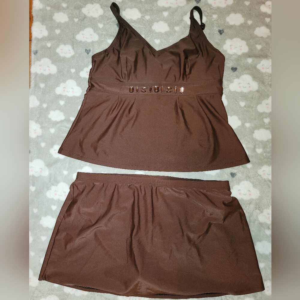 St. John's Bay brown tankini (2 piece) womens size 12